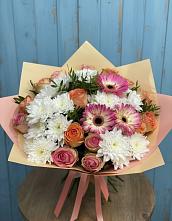 Букет цветов из:  Розы, Герберы и Хризантемы в Велижи