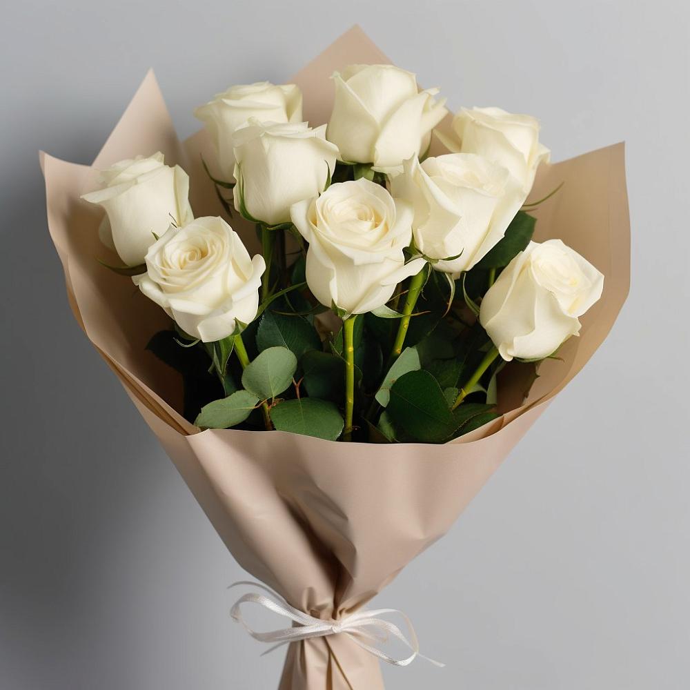 Букет 9 Белых роз Эдлесс Лав в Велижи