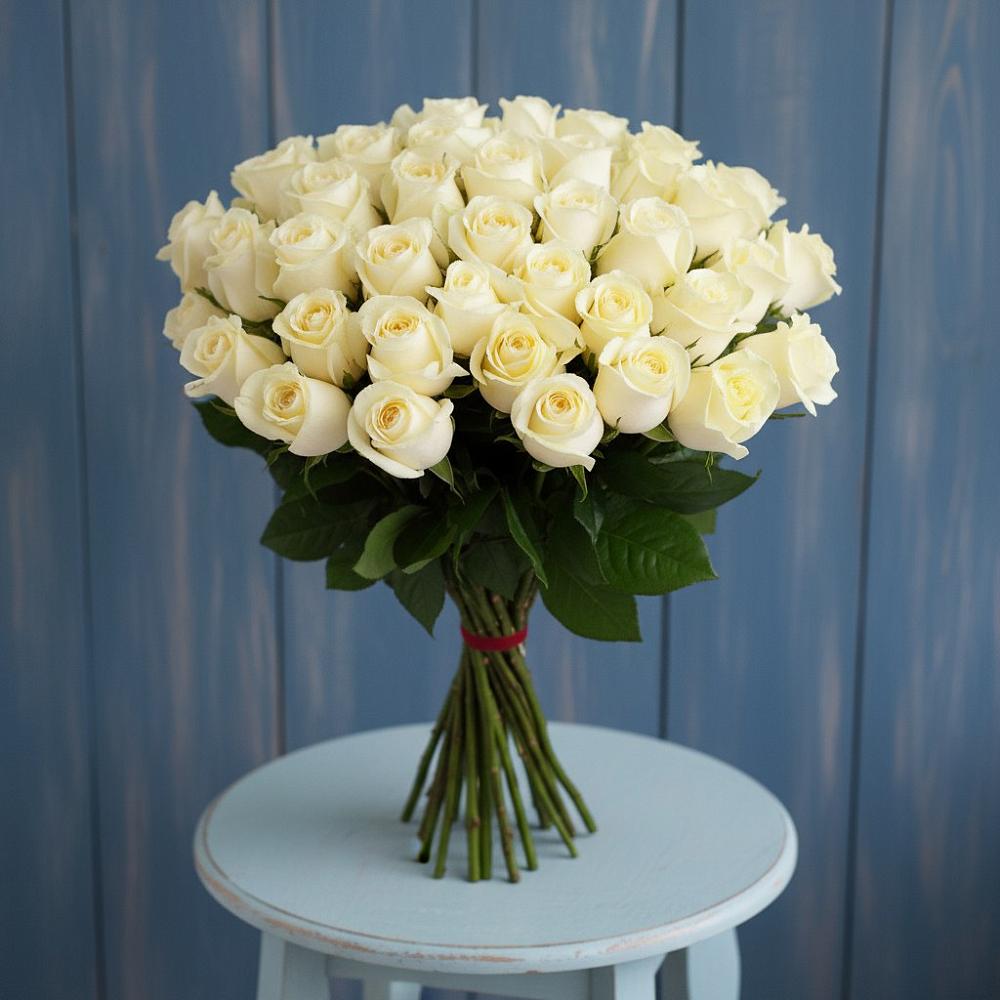 Букет 51 Белая роза Эдлесс Лав в Велижи