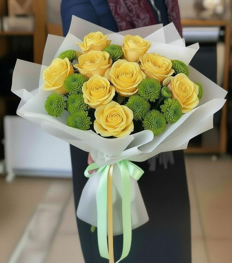 Букет цветов из: Хризантемы и Розы в Велижи