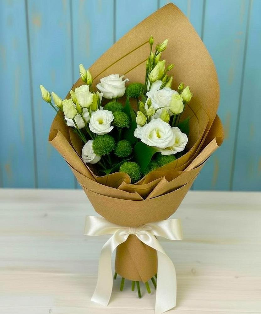 Букет цветов из: Хризантемы и Лизиантусы в Велижи