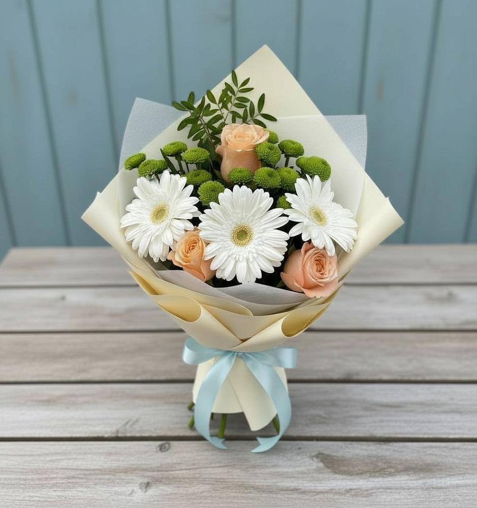 Букет цветов из: Герберы, Розы и Хризантемы в Велижи