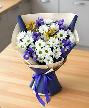 Букет цветов из:  Розы, Ирисы и Хризантемы #REPLACE_PRED# Велижи