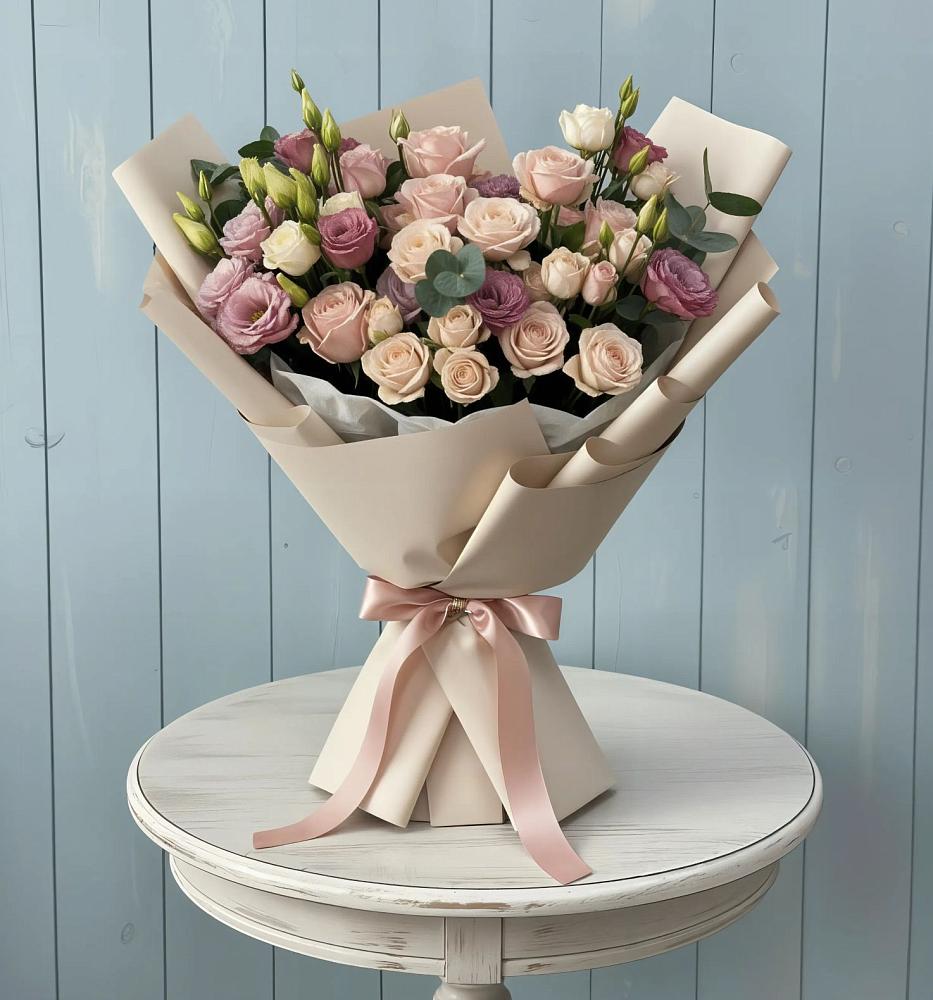 Букет цветов из: Розы и Лизиантусы в Велижи