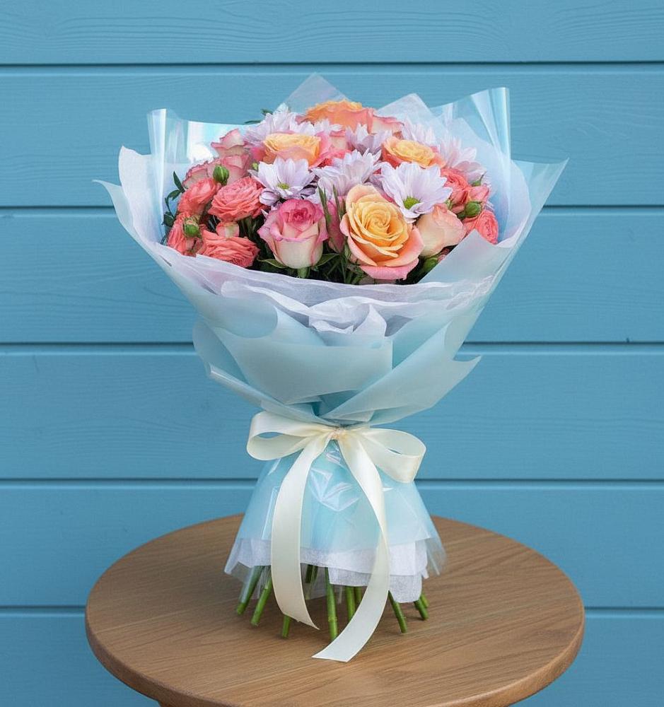 Букет цветов из: Хризантемы и Розы в Велижи