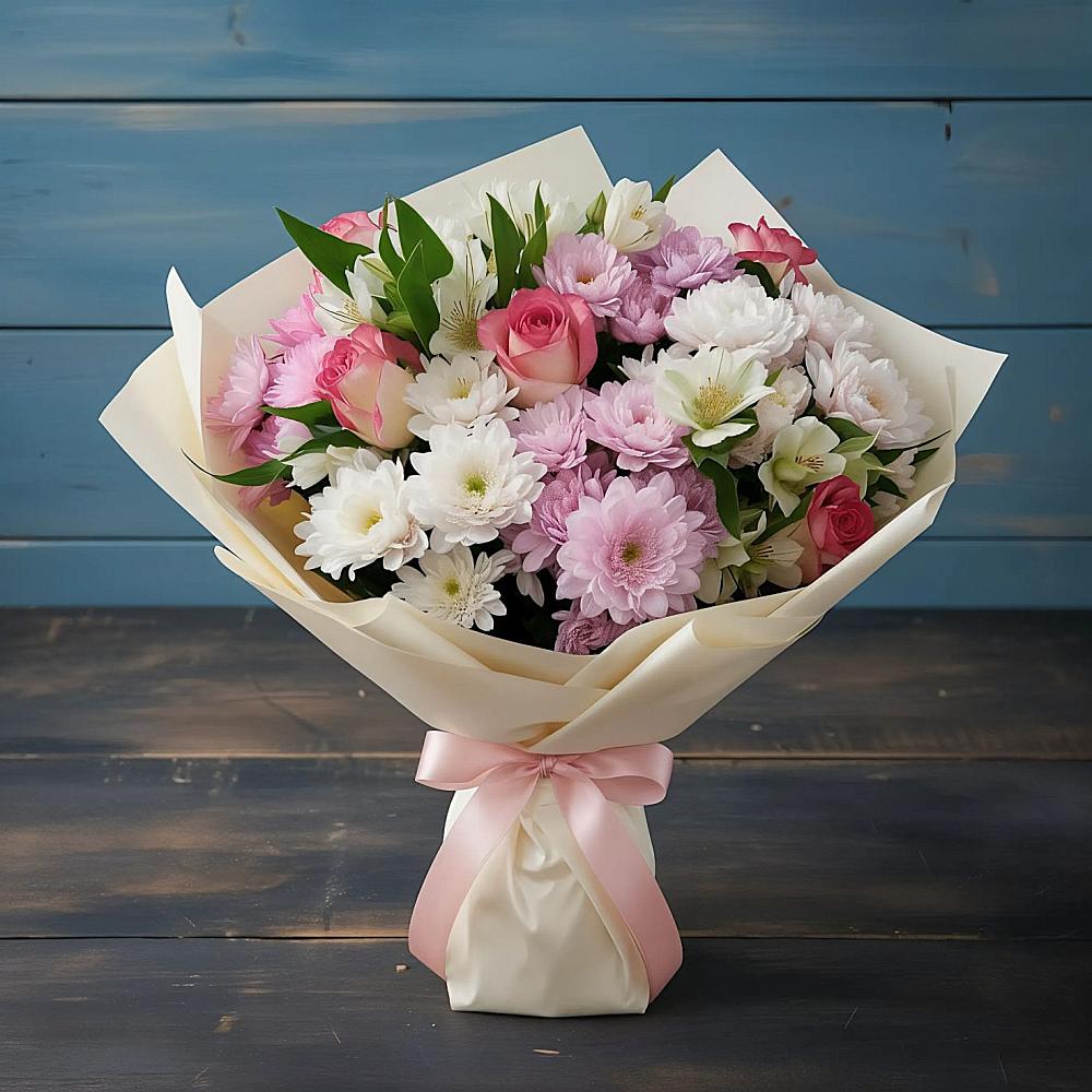 Букет цветов из: Хризантемы, Альстромерии и Розы в Велижи